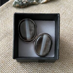 Sophisticated Silver and Gray Natural Botswana Agate Earrings